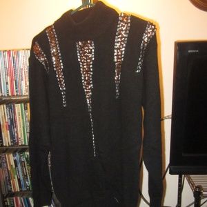 Silk blend; black w/sequins sweater Sz S